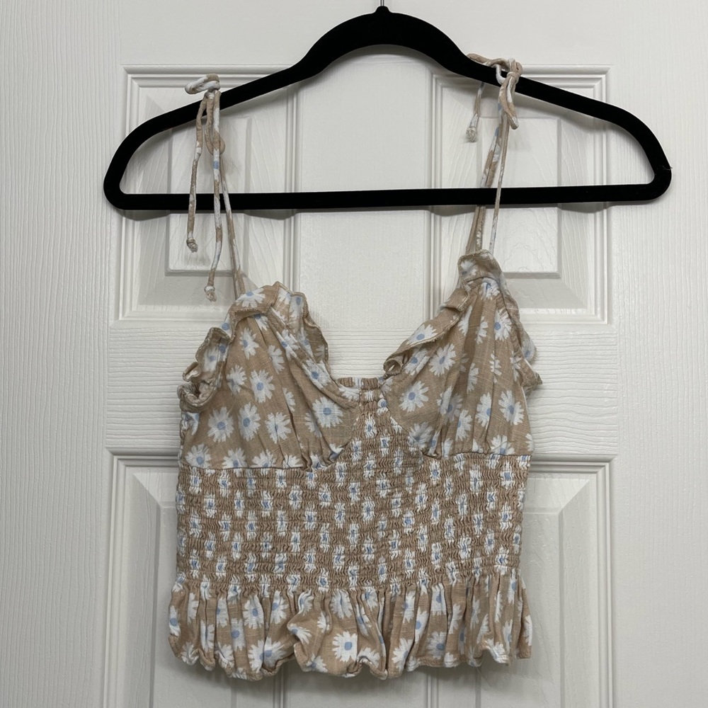 Forever 21 Cream Tank Top with Flowers